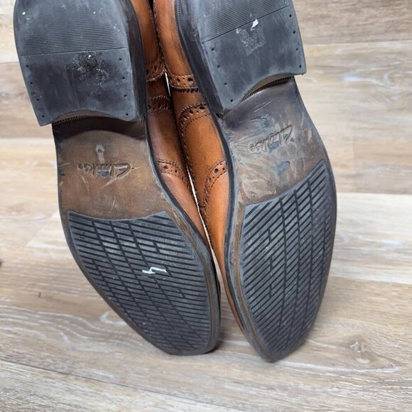 Clarks Brown Leather WingTip Oxfords Men's Size 10 - Picture 4 of 6